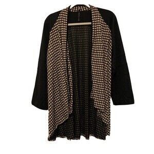 IC by Connie K Womens Size XL Multicolor Print Drape Open Front Cardigan